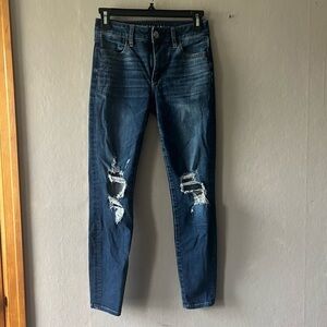 American Eagle Distressed Hi Rise Jeggings Size 0 Short